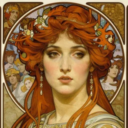 realistic detailed face portrait of Helen of Troy by Alphonse Mucha, Ayami Kojima, Amano, Charlie Bowater, Karol Bak, Greg Hildebrandt, Jean Delville, and Mark Brooks, Art Nouveau, Neo-Gothic, gothic, rich deep colors