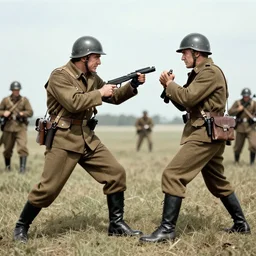 nic cage fighting in world war one, vintage photography,