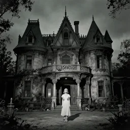 diane arbus photo of the haunted mansion at disneyland,