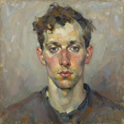 Oil painting Portrait by Lucian Freud, Abstract brush strokes, Masterpiece