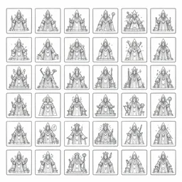 lineart tileset of individual tiles from wizard's mind resource gathering game