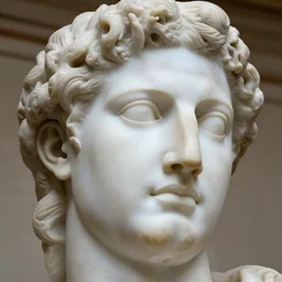 close up marble head of zeus