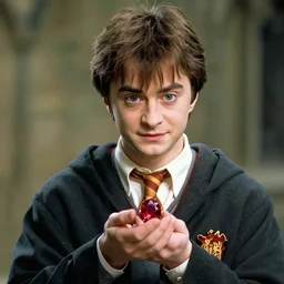 harry is holding a red ruby, harry potter and the philosopher's stone ( 1 9 9 7 ) book cover design by van gogh, book title visible