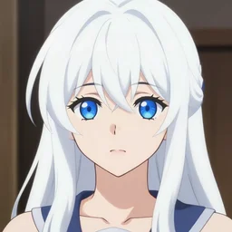 an anime character with long white hair and blue eyes, a character portrait by hanabusa itcho ii, pixiv contest winner, neo - romanticism, official art, anime, elegant