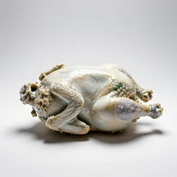 porcelain tandoori chicken, commercial catalog photo, isolated on a pure white background, centered, entire object in frame, sharp focus, soft studio lighting