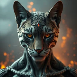 big part of face looks exactly like cat head and torso, being built piece by piece, photorealistic, highly detailed, hellfire background, artstation, hyper detailed, sharp focus, art by michael whelan, artgerm, greg rutkowski and luis royo, intricate details, 4 k, unreal engine