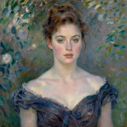 portrait of a young diane lane by claude monet, impressionist, hd, beautiful, glamorous, award winning, 4 k