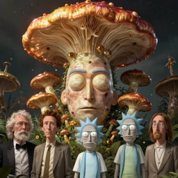 fungus mohawk projector portrait by gaston bussierre and charles vess and james jean and erik jones and rhads, inspired by rick and morty, epic, funny, huge scale, beautiful fine face features, intricate high details, sharp, ultradetailed