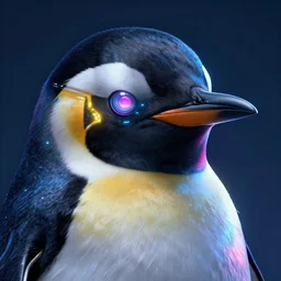 close - up cyberpunk penguin, lens, electric, neon, highly detailed, intricate, coherent, luminescent, digital painting, artstation, concept art, smooth, sharp focus, illustration, art by artgerm and greg rutkowski and alphonse mucha, 8 k