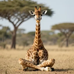 a giraffe meditating, ultra realistic, photorealistic, cinematic