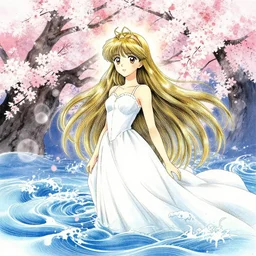 princess of the sea celebrating hanami. color ink wash by award - winning mangaka, chiaroscuro, intricate details, bokeh, backlighting