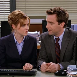 screenshot from the office (2002) emma watson with Michael Gary Scott from the office (2002)
