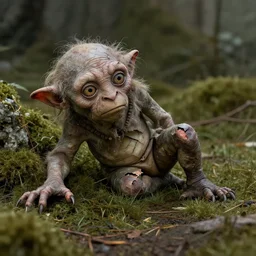 very old gollum from lord of the rings, falling apart