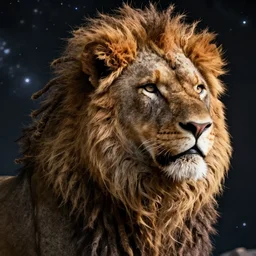 a very high ultrarealistic hyper detailed photo of an futuristic lion humanoid with dreadlocks in the cosmos