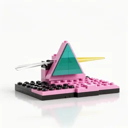 lego set of pink floyd, 3 d render, white background, reflections, shadowing, realistic
