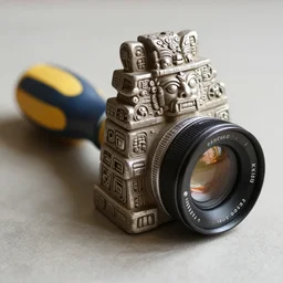 ” ancient aztec bosch screwdriver, photo kodak lens, depth of field ”