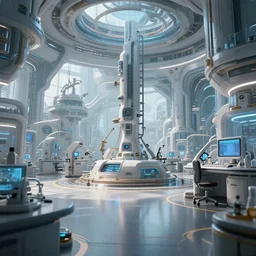 an artificial intelligence laboratory futuristic utopia sci - fi highly detailed digital painting sharp focus unreal engine