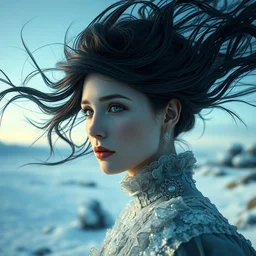 kodak portra 4 0 0 portrait by paolo roversi of a dystopian queen of ice in a scenic dystopian environment, hair floating in air, intricate, elegant, highly detailed, digital art, artstation, concept art, smooth, sharp focus, tomasz alen kopera, peter mohrbacher, donato giancola, tonal colors
