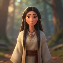 symmetrical portrait of a shamanic priestess, pixar character concept, digital art, cinematic lighting, ray tracing, octane render, long lens, shallow depth of field, bokeh, anamorphic lens flare, 8 k, hyper detailed, 3 5 mm film grain