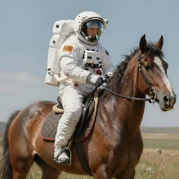 extremely realistic digital painting of a horse riding astronaut by denis villeneuve