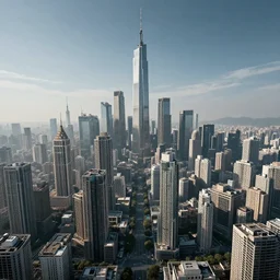 Giant megacity looming across the landscape, dystopian, post apocalyptic, XF IQ4, f/1.4, ISO 200, 1/160s, 8K, RAW, unedited, symmetrical balance, in-frame