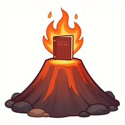 a cartoon of republicans burning books in a volcano