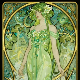 eva green, mucha style, art nouveau,