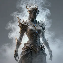a character design, concept art, a figure made of smoke, ornate, octane render, unreal engine 5, hyper - realistic, volumetric lighting, cinematic lighting, detailed, vray, 3 d ray - traced render