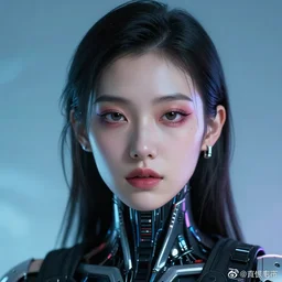 a close - up portrait of a cyberpunk cyborg girl, by kim jung gi, rule of thirds