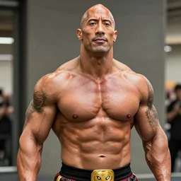 dwayne the rock johnson cosplaying as saitama of one punch man, realistic