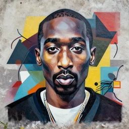 symmetry!! portrait of tupac shakur by sachin teng, organic, cables, matte painting, geometric shapes, hard edges! graffiti, street art