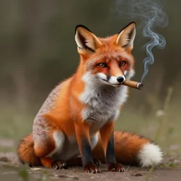 Digital Painting of a Fox smoking a cigarre