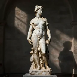 full body statue of cate blanchet by leonardo davinci
