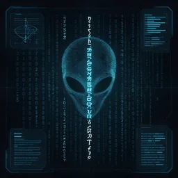 alien glyphs, writing being translated and decoded, digital binary source code, mathematical primes, futuristic software user interface for movie, concept art, darkmode, trending on artstation, 4 k