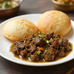 a photo of a plate containing chole bature, highly detailed, trending on artstation, bokeh, 9 0 mm, f / 1. 4