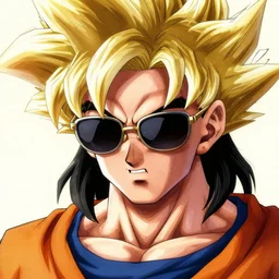 portrait of goku from dragon ball wearing shades with michael jackson incredibly detailed, color, smooth, concept art, illustration,