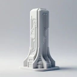 3 d sculpt minimalist environment building prop, tron, star citizen, halo, mass effect, elysium, the expanse, high tech industrial, artstation unreal, of a technological device in the shape of an industrial rectangular tower with thick minimalist circuitry shapes