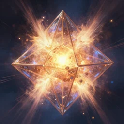 sci - fi tetrahedron releasing immense energy particles, concept art, digital painting, trending on artstation, deviantart, epic composition, extremely detailed, volumetric lighting, masterpiece, octane render