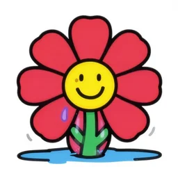 stylized flower melting keith haring