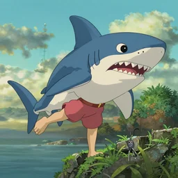 still image from the new studio ghibli animated film'deadly shark attack'
