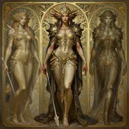 a detailed full body portrait of ashina, by greg rutkowski and justin gerard, digital art, monstrous, art nouveau, baroque style, realistic painting, very detailed, fantasy, dnd, character design, trending on artstation