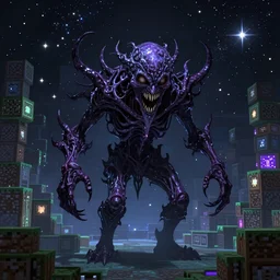 a terrifying eldritch abomination from beyond the stars that accidentally entered a Minecraft server and is being bullied for being a noob