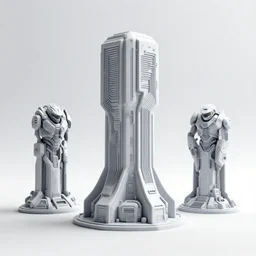 3 d sculpt minimalist environment building prop, tron, star citizen, halo, mass effect, elysium, the expanse, high tech industrial, artstation unreal, of a technological device in the shape of an industrial rectangular tower with huge circuitry shapes