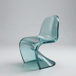 a product photo of panton chair made out of glass, ultra realistic, UHD