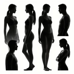 symmetry, portrait of multiple human in solid silhouettes, interacting and posing, mooc, organic and intricate, elegant, highly detailed, concept art, sharp focus, illustration, high contrast, shadows, painted with colored pencils on white, 8 k