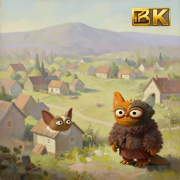 the village of gremlins, oil painting, pale colors, high detail, 8 k, wide angle, trending on artstation,