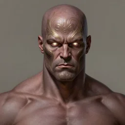 portrait of darkseid, intricate, elegant, glowing eyes! muscular, highly detailed, digital painting, artstation, concept art, smooth, sharp focus, illustration, art by artgerm and greg rutkowski and alphonse mucha