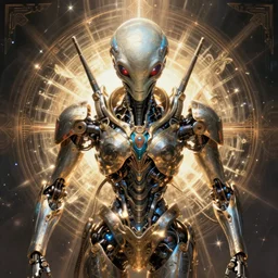 beautiful ornate cyberpunk robot alien portrait, mechanical, realism, symmetrical