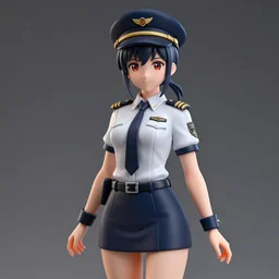 Anime girl figure in pilot uniform, unreal engine, highly detailed.
