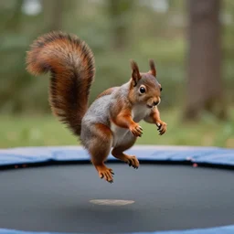 a 1 9 6 0 photo of a super kawai squirrel bouncing on a trampoline